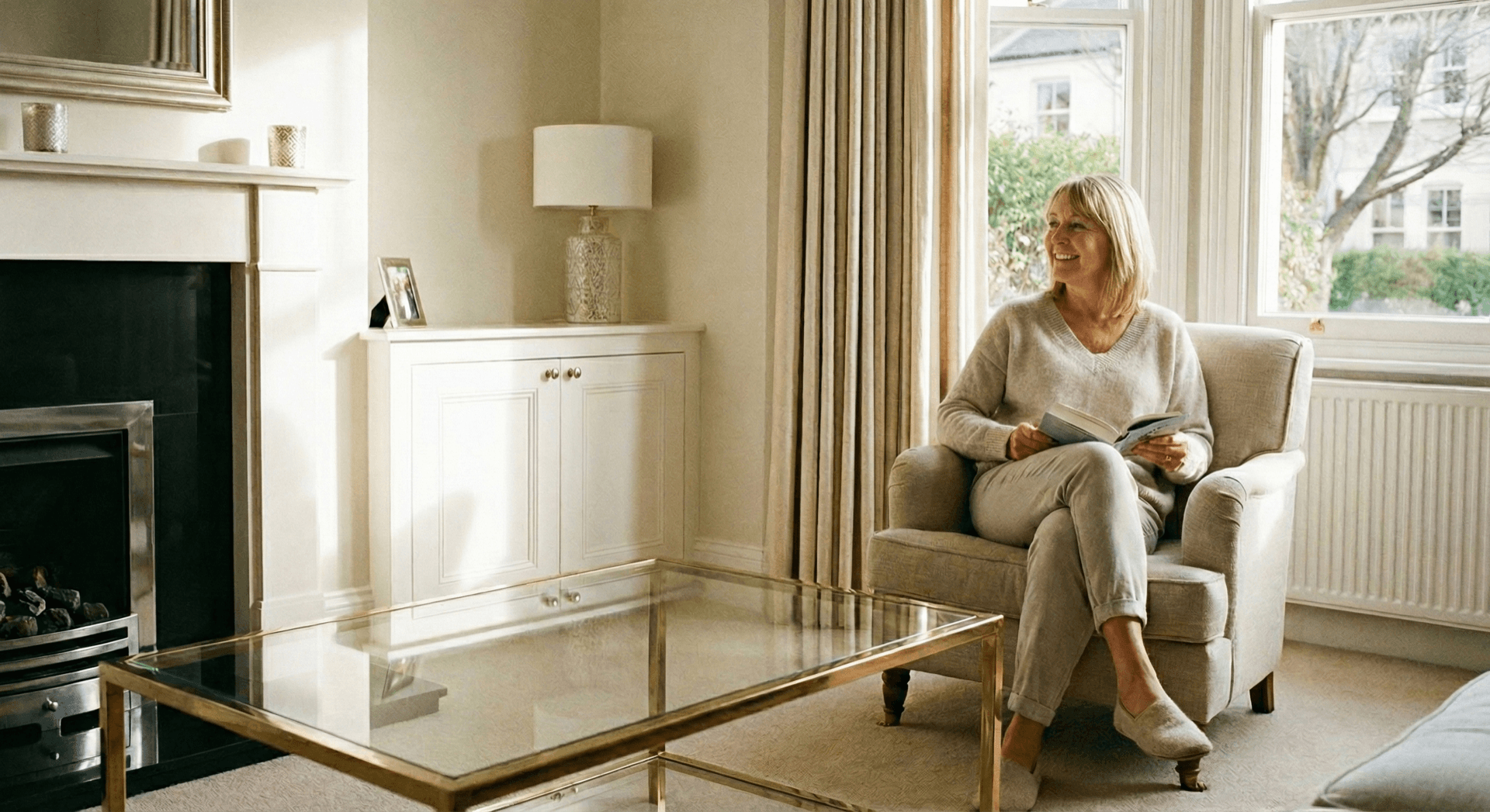 Clean, comfortable living room. Professional cleaning service